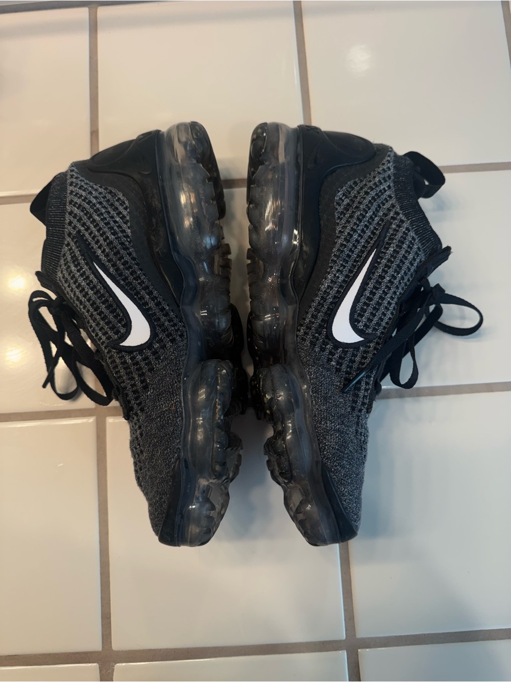 Nike Kids Black and Gray Air VaporMax Flyknit Sneakers